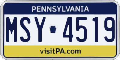PA license plate MSY4519