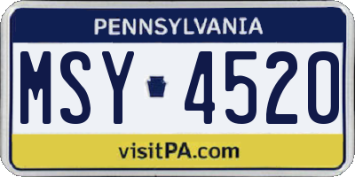 PA license plate MSY4520