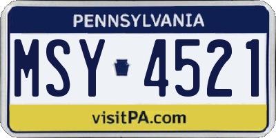 PA license plate MSY4521