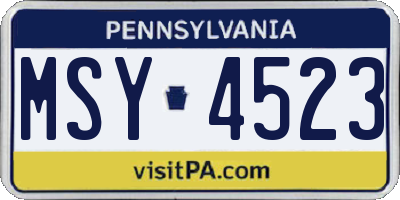 PA license plate MSY4523