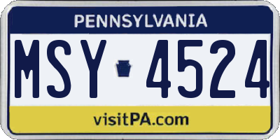 PA license plate MSY4524