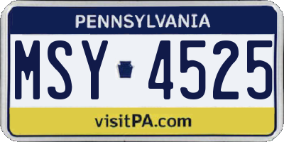 PA license plate MSY4525