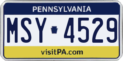 PA license plate MSY4529