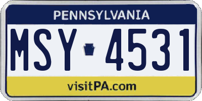 PA license plate MSY4531