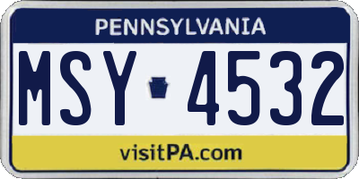 PA license plate MSY4532