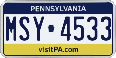 PA license plate MSY4533