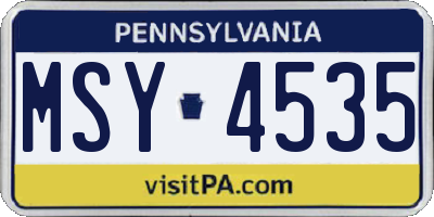 PA license plate MSY4535