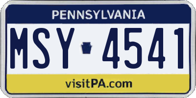 PA license plate MSY4541