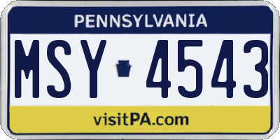 PA license plate MSY4543