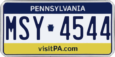 PA license plate MSY4544