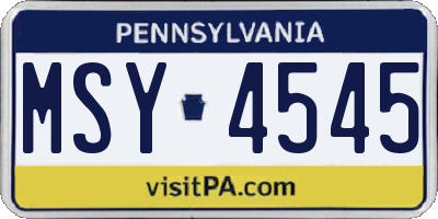 PA license plate MSY4545