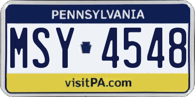 PA license plate MSY4548