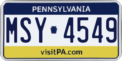PA license plate MSY4549