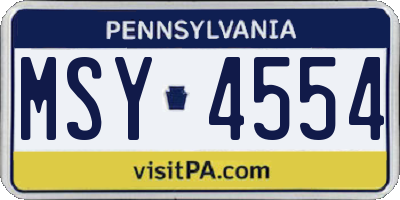 PA license plate MSY4554
