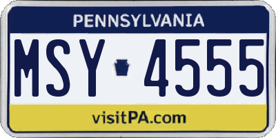 PA license plate MSY4555