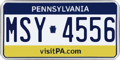 PA license plate MSY4556