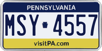PA license plate MSY4557