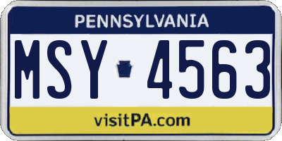 PA license plate MSY4563