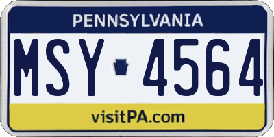 PA license plate MSY4564