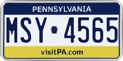 PA license plate MSY4565