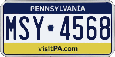 PA license plate MSY4568