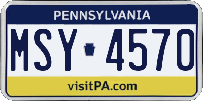 PA license plate MSY4570