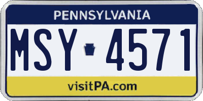 PA license plate MSY4571