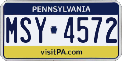 PA license plate MSY4572