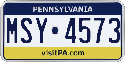 PA license plate MSY4573