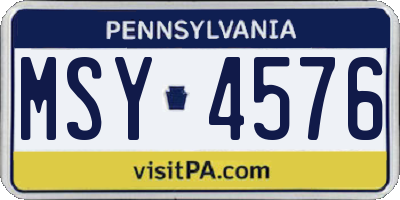 PA license plate MSY4576