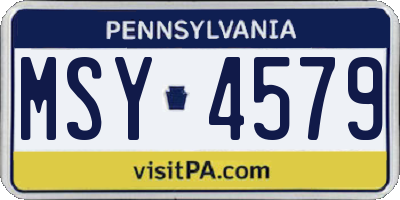 PA license plate MSY4579