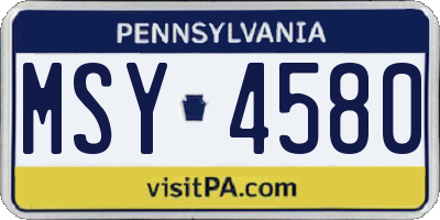 PA license plate MSY4580