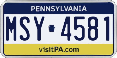 PA license plate MSY4581