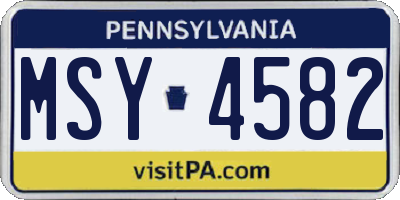 PA license plate MSY4582