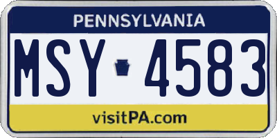 PA license plate MSY4583
