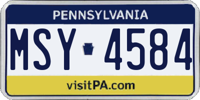 PA license plate MSY4584