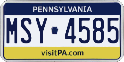 PA license plate MSY4585