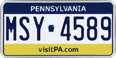 PA license plate MSY4589