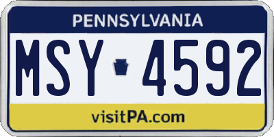 PA license plate MSY4592