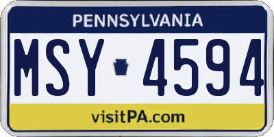 PA license plate MSY4594