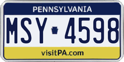 PA license plate MSY4598