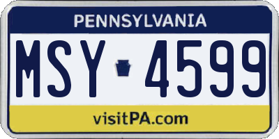 PA license plate MSY4599