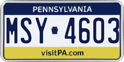 PA license plate MSY4603