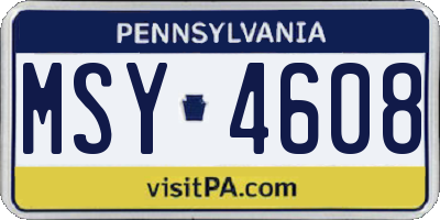 PA license plate MSY4608