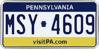 PA license plate MSY4609