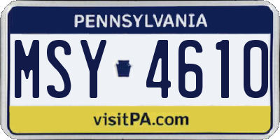 PA license plate MSY4610
