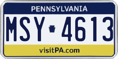 PA license plate MSY4613