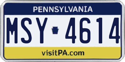 PA license plate MSY4614