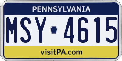 PA license plate MSY4615