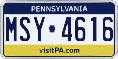 PA license plate MSY4616
